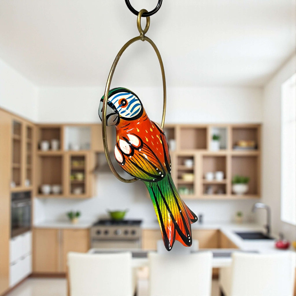 Vibrant Mini Talavera Parrot | Hand-Painted Hanging Accent Talavera Statue La Vie Bien Vibrant Mini Talavera Parrot | Hand-Painted Hanging Accent