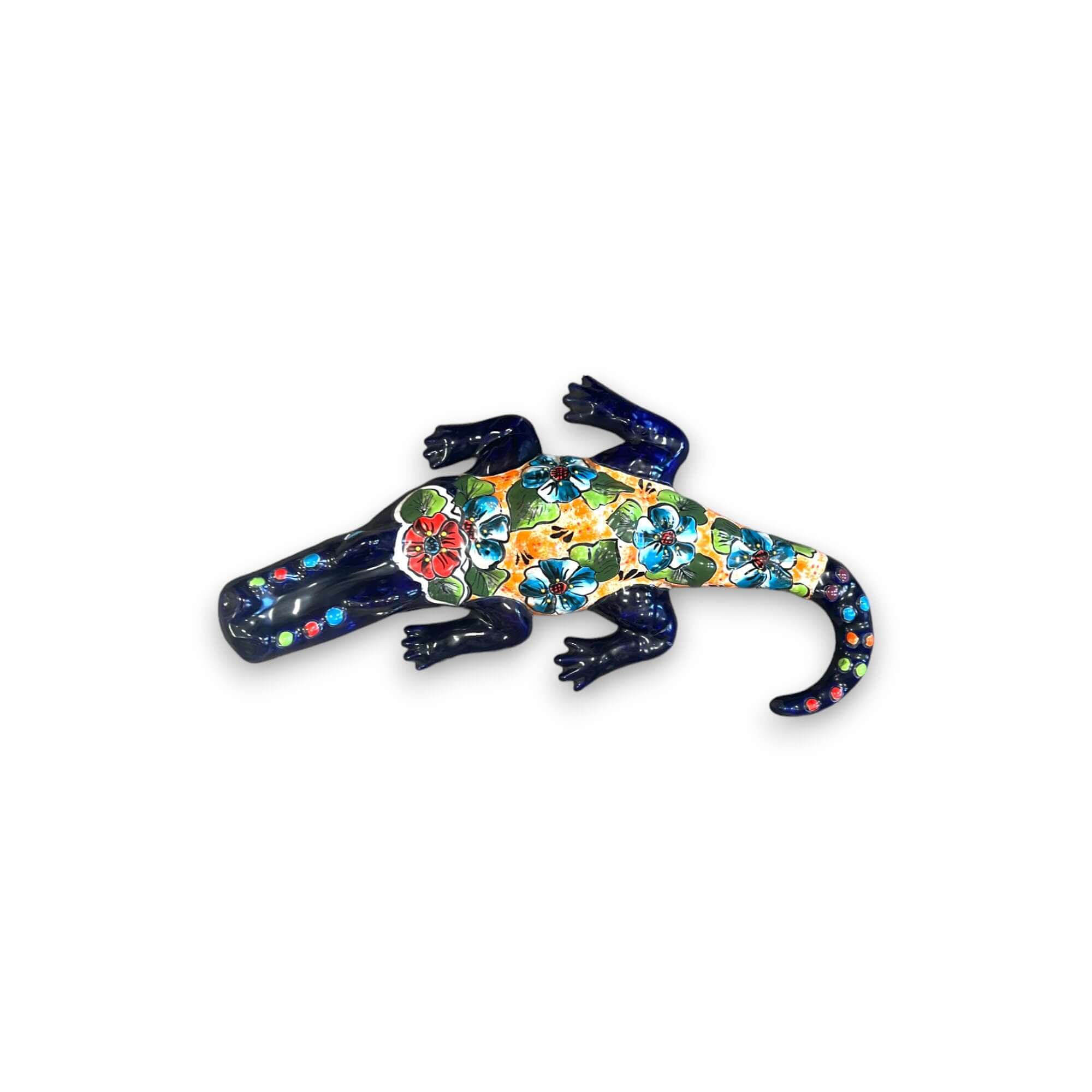 Vibrant Talavera Alligator | Large Mexican Handmade Ceramic Reptile Art Talavera Statue La Vie Bien Vibrant Talavera Alligator | Large Mexican Handmade Ceramic Reptile Art