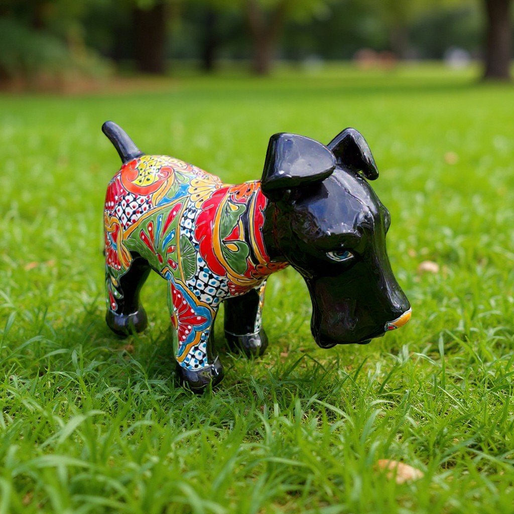 Vibrant Talavera Dog Sculpture | Colorful Hand - Painted Large Mexican Art Piece Talavera Statue La Vie Bien Vibrant Talavera Dog Sculpture | Colorful Hand - Painted Large Mexican Art Piece