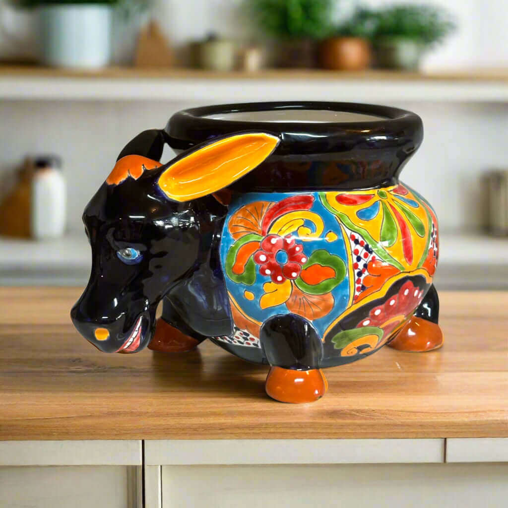 Vibrant Talavera Donkey Planter | Mexican Burro Pottery Talavera Planter La Vie Bien Vibrant Talavera Donkey Planter | Mexican Burro Pottery