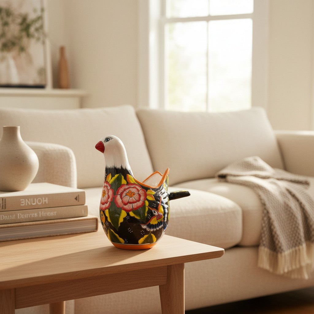 Vibrant Talavera Dove Planter | Colorful Mexican Ceramic Bird Statue (Large) Talavera Planter La Vie Bien Vibrant Talavera Dove Planter | Colorful Mexican Ceramic Bird Statue (Large)