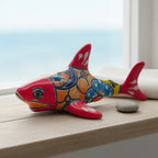 Vibrant Talavera Shark Figurine | Handcrafted Mexican Decor Talavera Statue La Vie Bien Vibrant Talavera Shark Figurine | Handcrafted Mexican Decor
