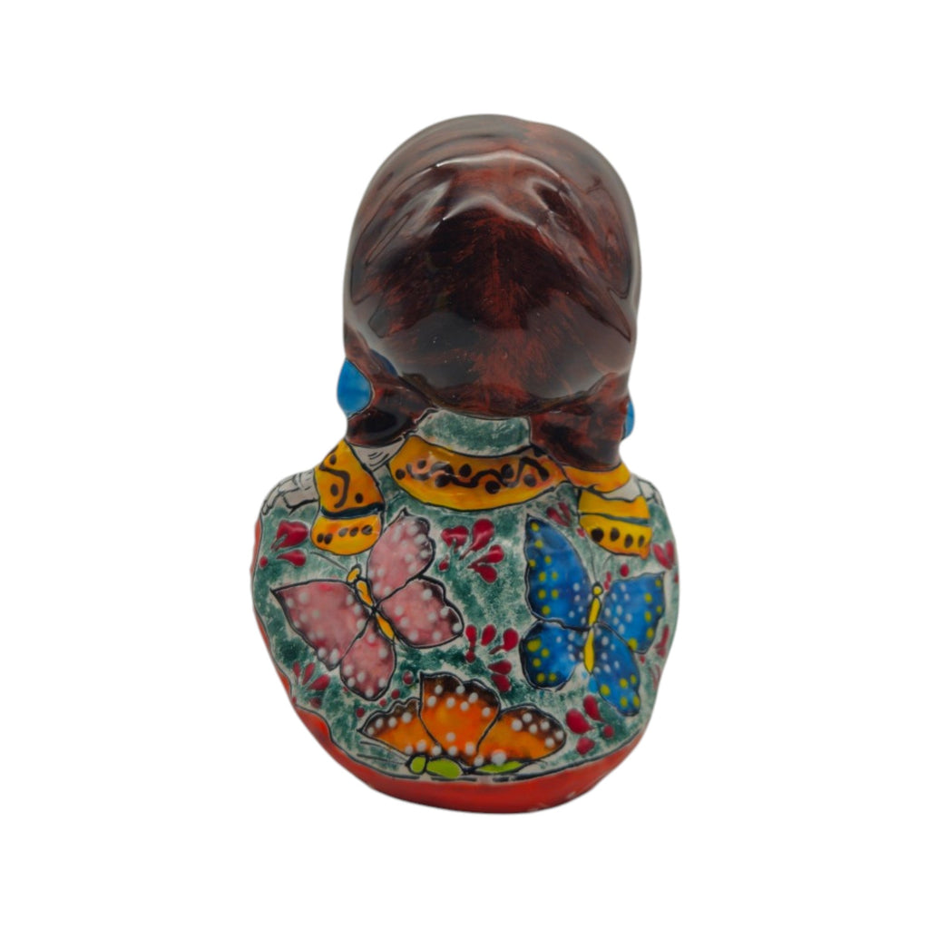 Vibrant Talavera Skeleton Woman Statue | Handcrafted Day of the Dead Decor