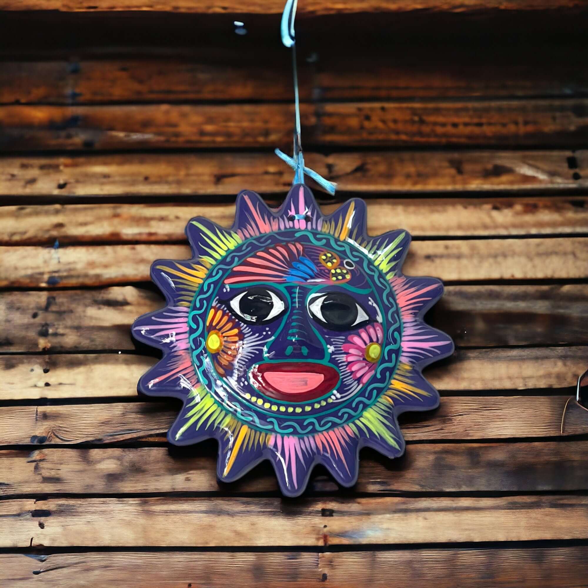 Vibrant Talavera Sun Wall Decor | Hand-Painted Mexican Artisan Craft Talavera Wall Art La Vie Bien Vibrant Talavera Sun Wall Decor | Hand-Painted Mexican Artisan Craft
