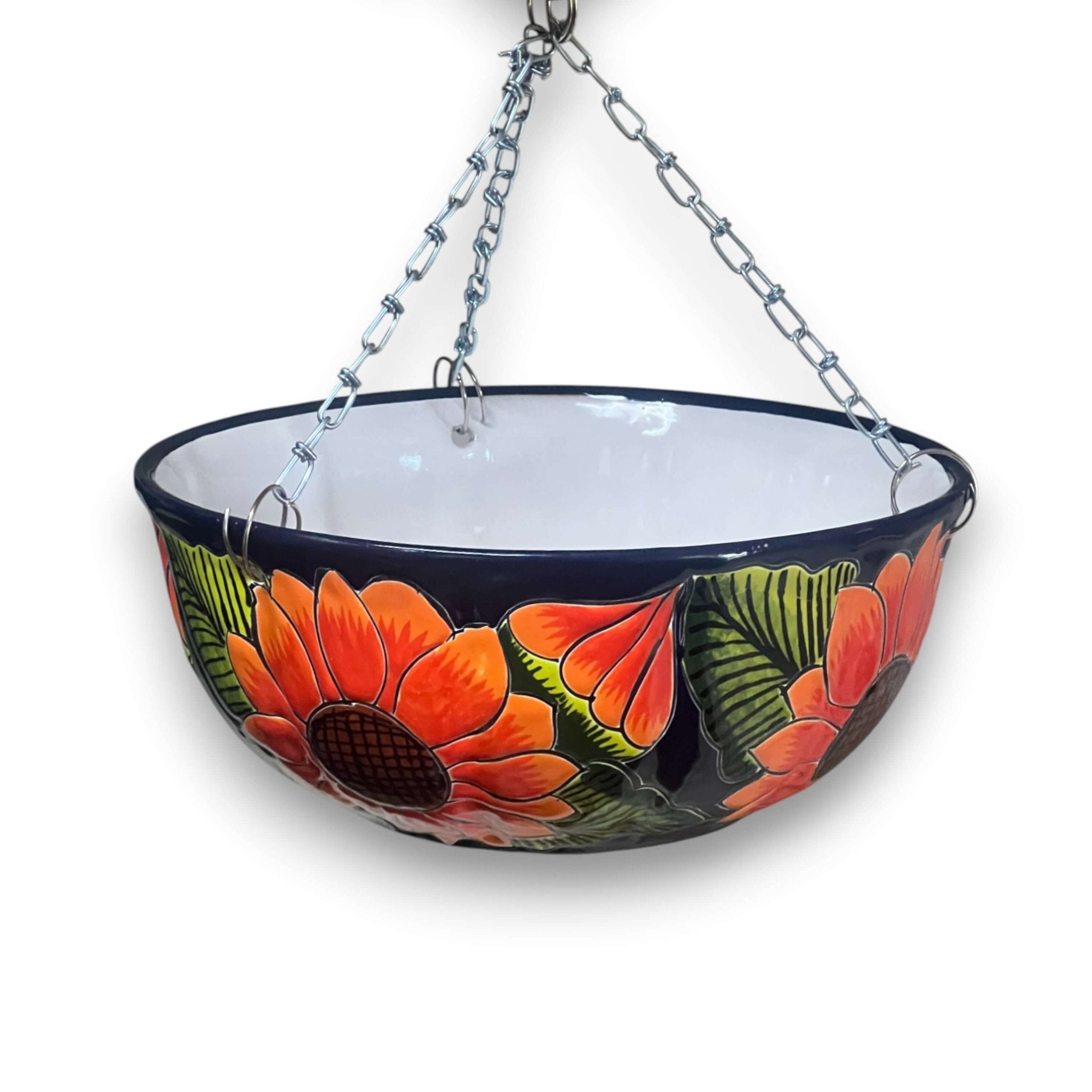 Vibrant Talavera Sunflower Hanging Planter | Artisan Pot Talavera Flower Pot La Vie Bien Vibrant Talavera Sunflower Hanging Planter | Artisan Pot