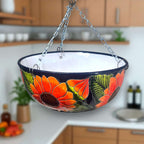 Vibrant Talavera Sunflower Hanging Planter | Artisan Pot Talavera Flower Pot La Vie Bien Vibrant Talavera Sunflower Hanging Planter | Artisan Pot