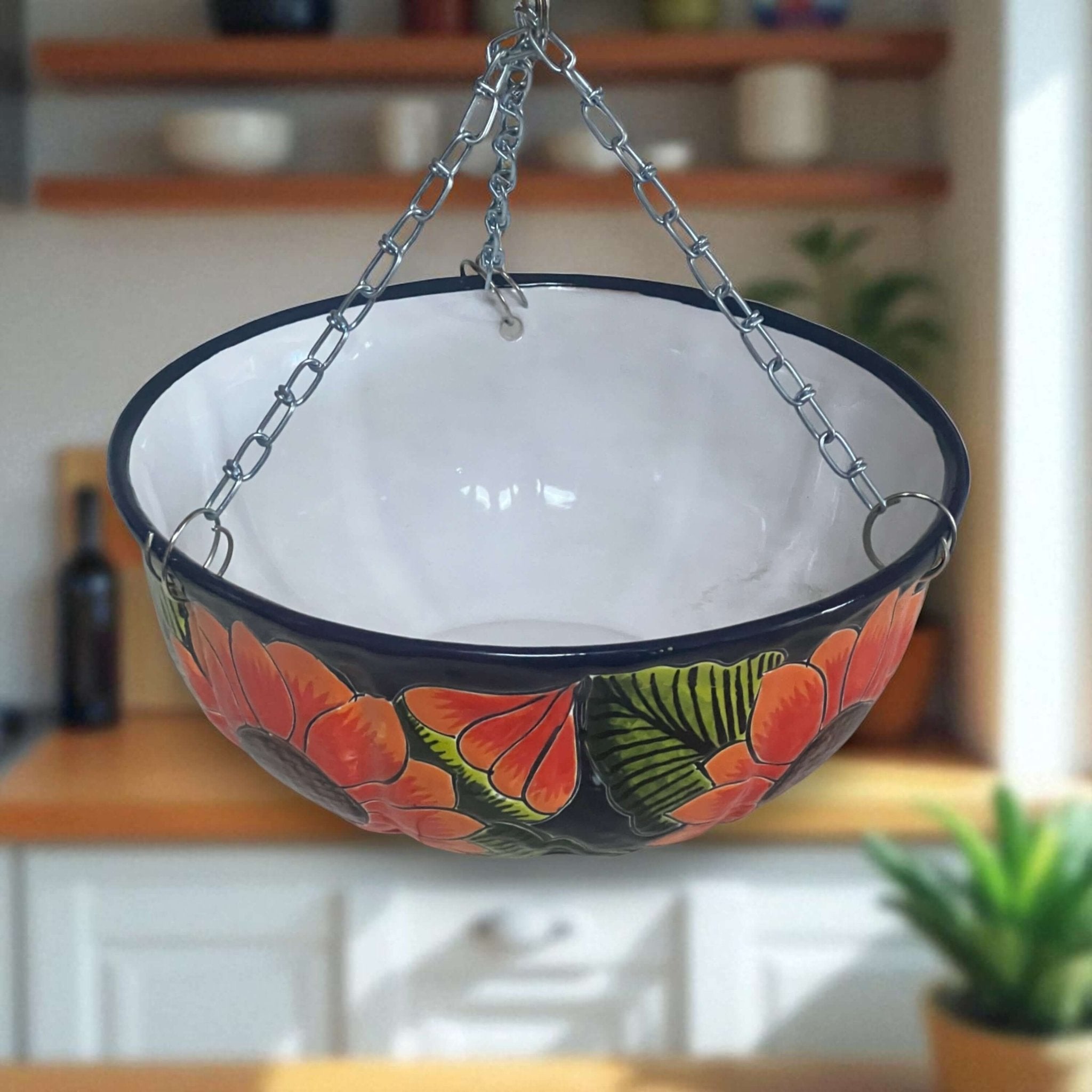 Vibrant Talavera Sunflower Hanging Planter | Artisan Pot Talavera Flower Pot La Vie Bien Vibrant Talavera Sunflower Hanging Planter | Artisan Pot