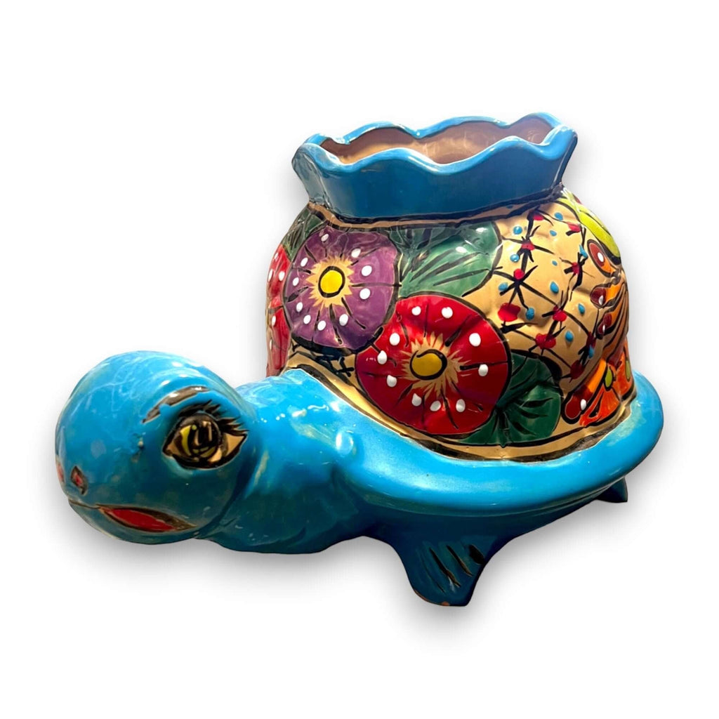 Vibrant Talavera Turtle Planter | Colorful Hand - Painted Mexican Pottery (Medium) Talavera Planter La Vie Bien Vibrant Talavera Turtle Planter | Colorful Hand - Painted Mexican Pottery (Medium)