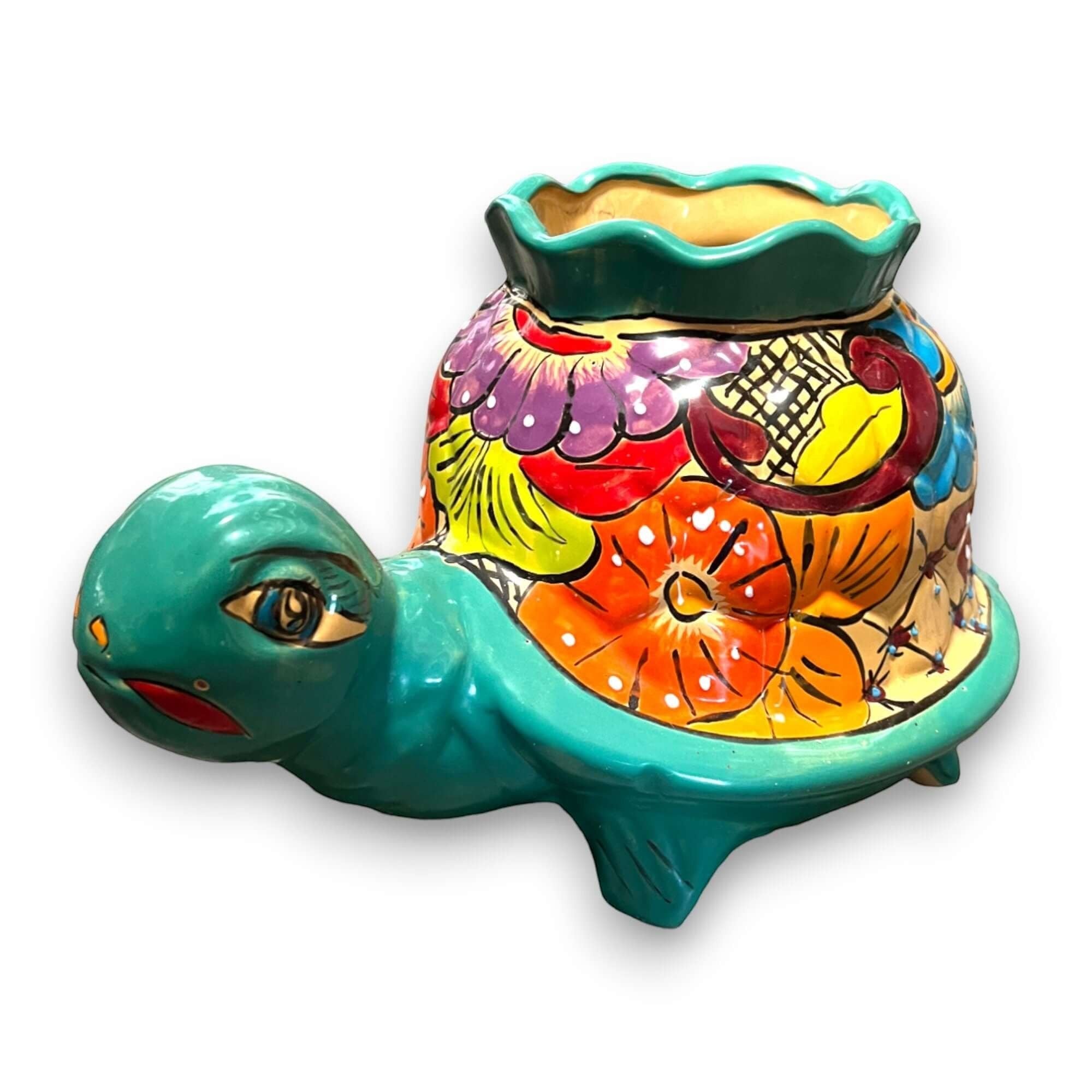 Vibrant Talavera Turtle Planter | Colorful Hand-Painted Mexican Pottery (Medium) Talavera Planter La Vie Bien Vibrant Talavera Turtle Planter | Colorful Hand-Painted Mexican Pottery (Medium)