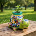Vibrant Talavera Turtle Planter | Colorful Hand - Painted Mexican Pottery (Medium) Talavera Planter La Vie Bien Vibrant Talavera Turtle Planter | Colorful Hand - Painted Mexican Pottery (Medium)