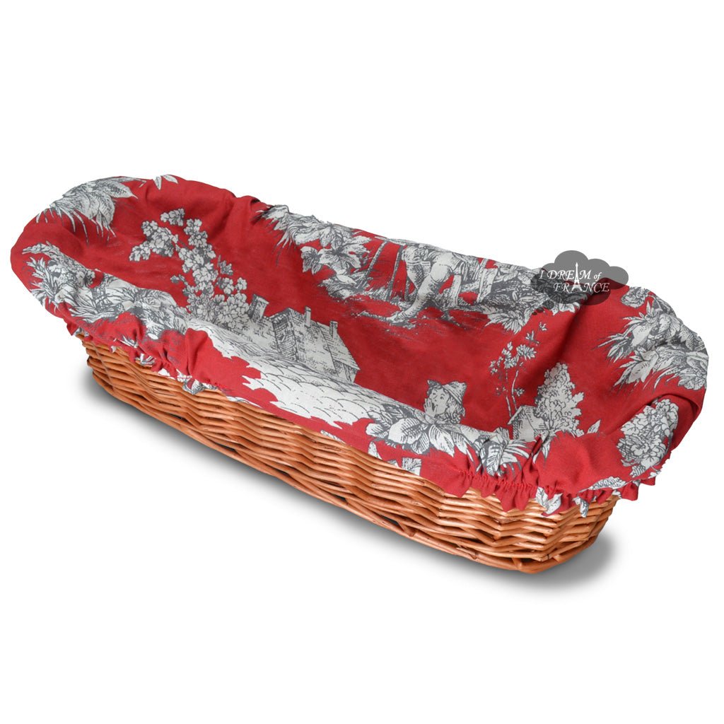 Villandry Red French Baguette Basket with Removable Liner by Le Cluny Bread basket La Vie Bien Villandry Red French Baguette Basket with Removable Liner by Le Cluny