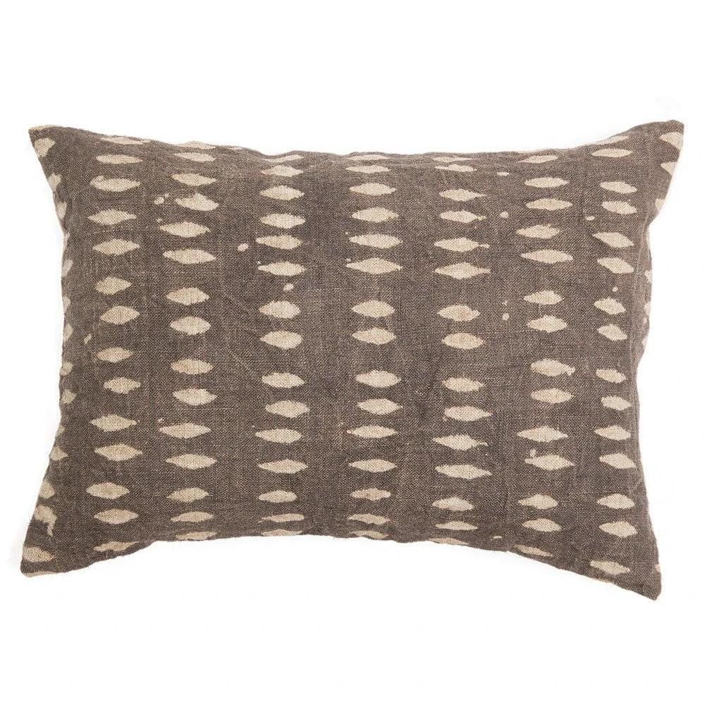 Vina Linen Block Print Throw Pillow Cover, Sand by White Cliff Studio