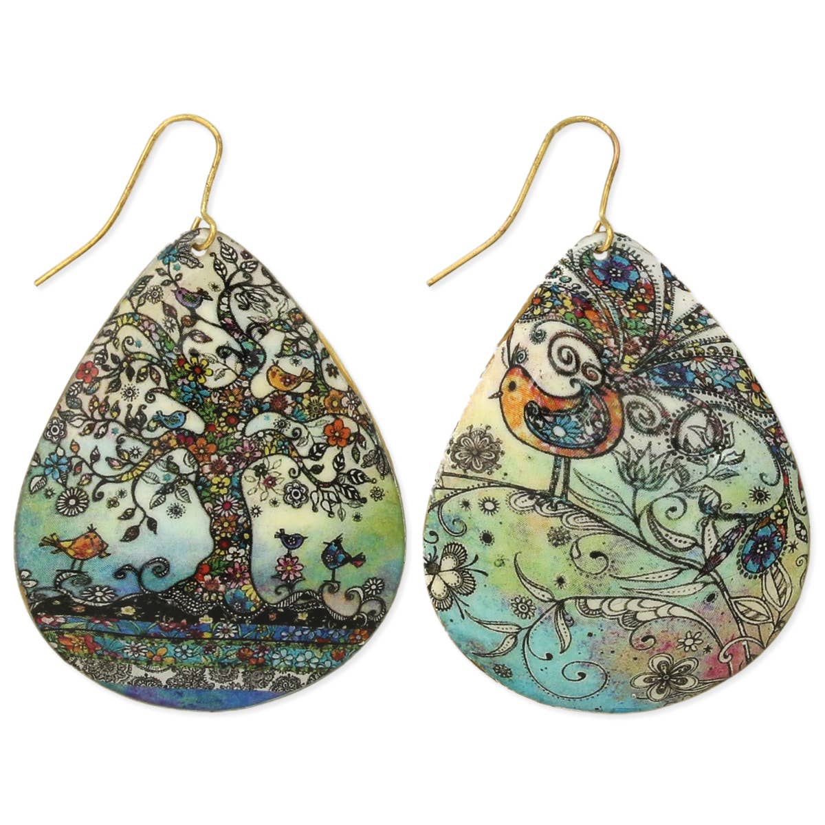 Vintage Art Print Teardrop Earrings Accessories La Vie Bien Vintage Art Print Teardrop Earrings
