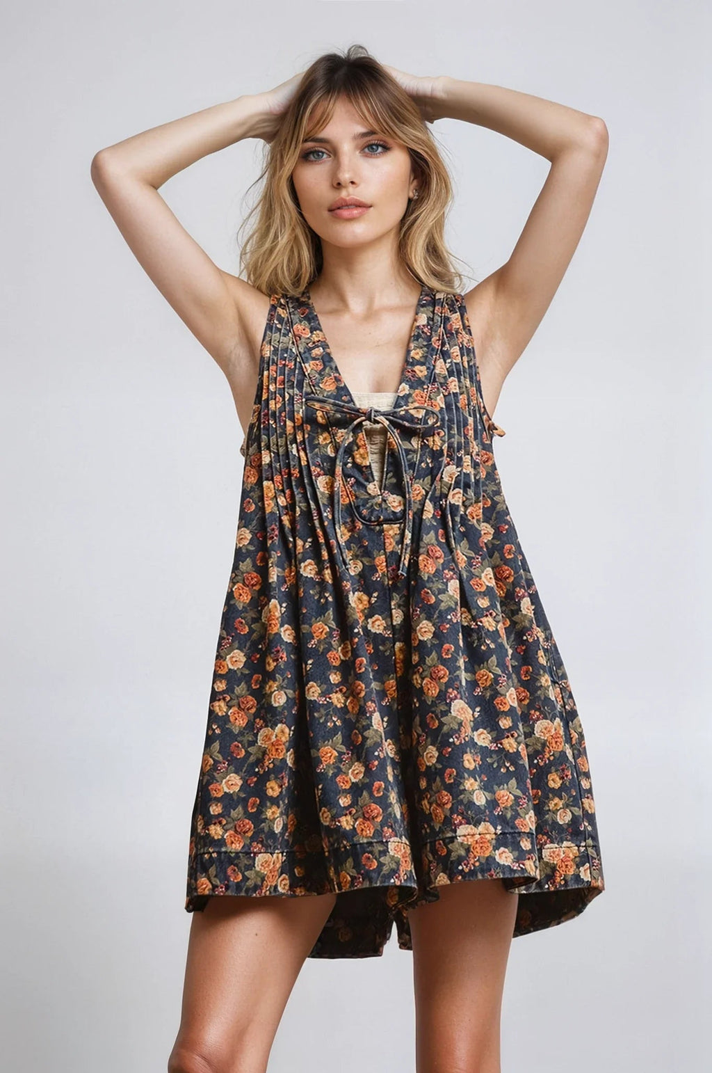 Vintage Bloom Denim Romper Clothing La Vie Bien Vintage Bloom Denim Romper