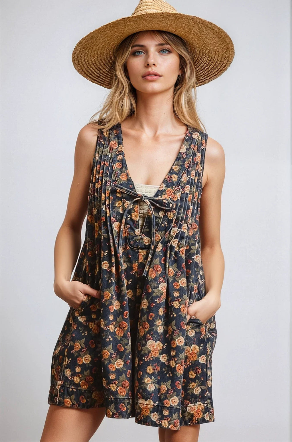 Vintage Bloom Denim Romper Clothing La Vie Bien Vintage Bloom Denim Romper