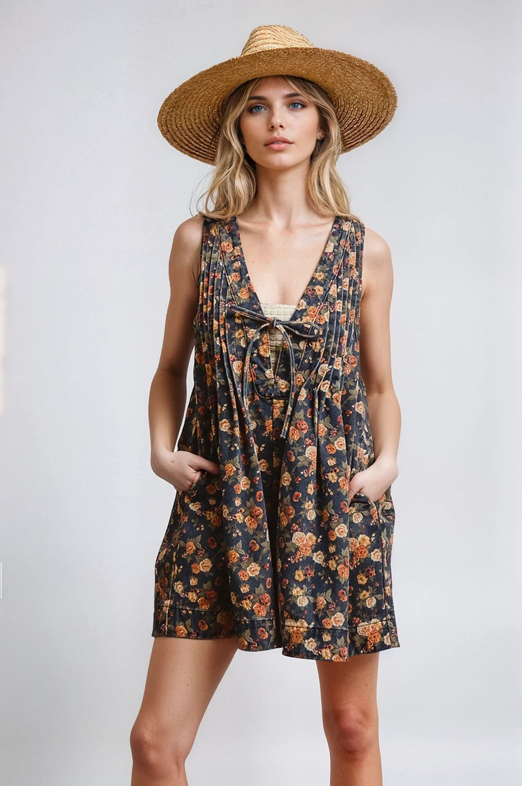 Vintage Bloom Denim Romper Clothing La Vie Bien Vintage Bloom Denim Romper