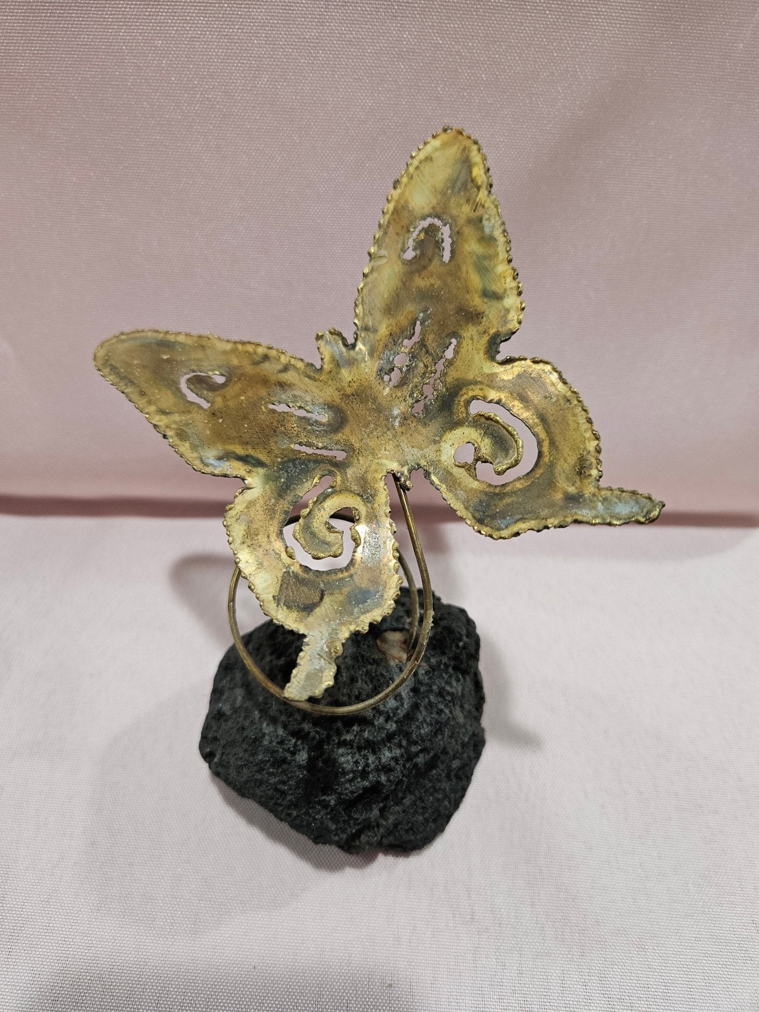 Vintage Brutalist Brass Butterfly Art On Mineral Stone Accent Decor La Vie Bien Vintage Brutalist Brass Butterfly Art On Mineral Stone