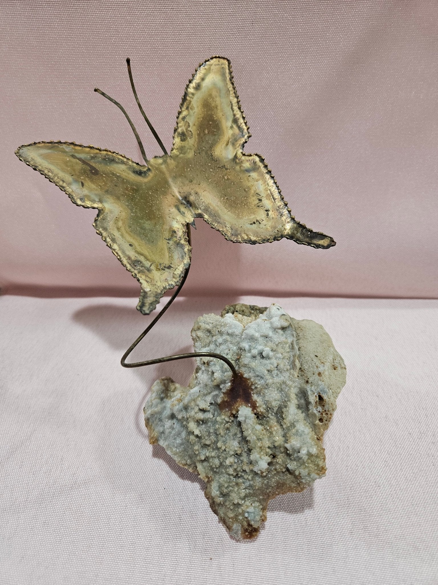 Vintage Brutalist Brass Butterfly Art On Mineral Stone Accent Decor La Vie Bien Vintage Brutalist Brass Butterfly Art On Mineral Stone