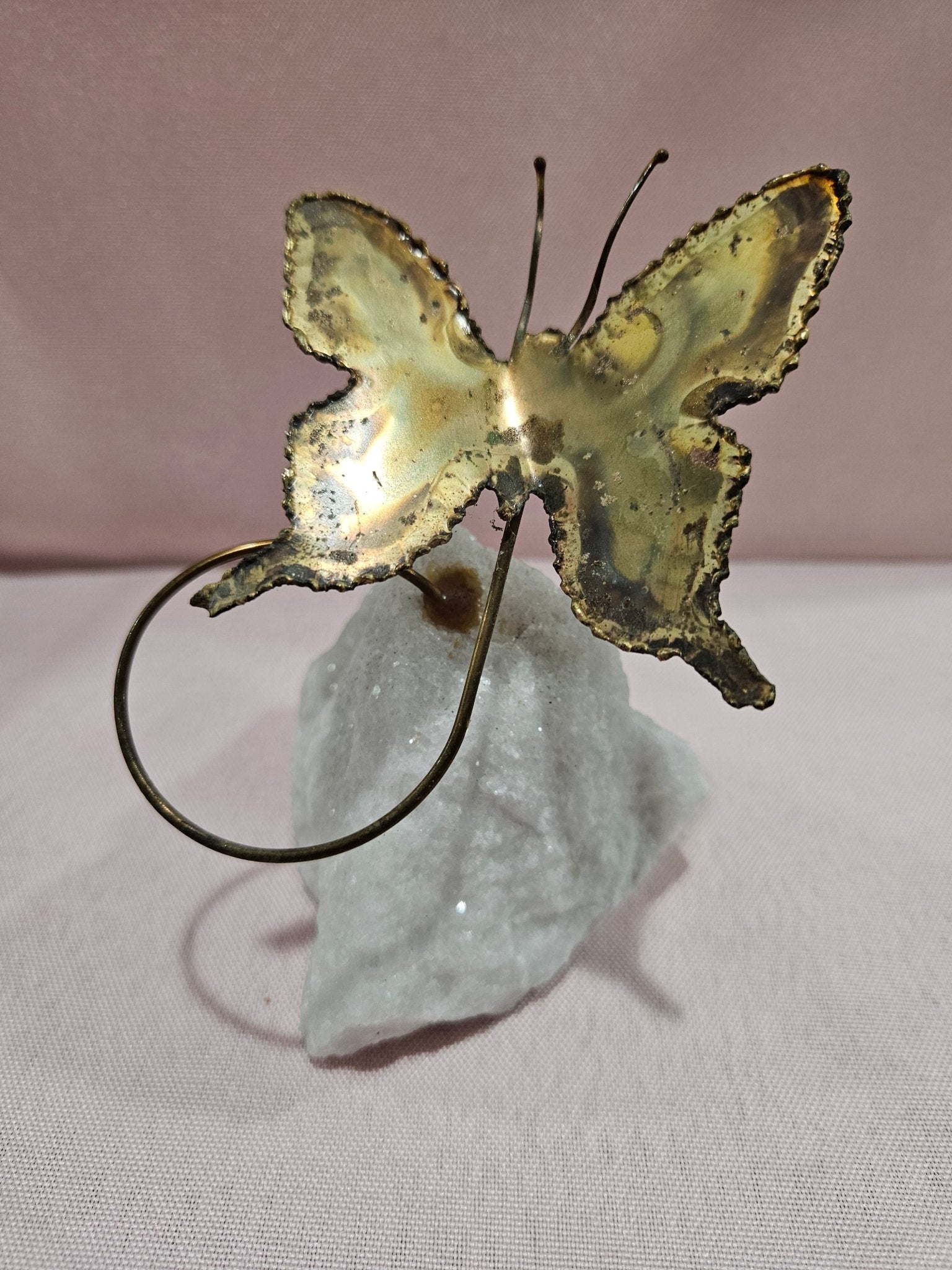 Vintage Brutalist Brass Butterfly Art On Mineral Stone Accent Decor La Vie Bien Vintage Brutalist Brass Butterfly Art On Mineral Stone