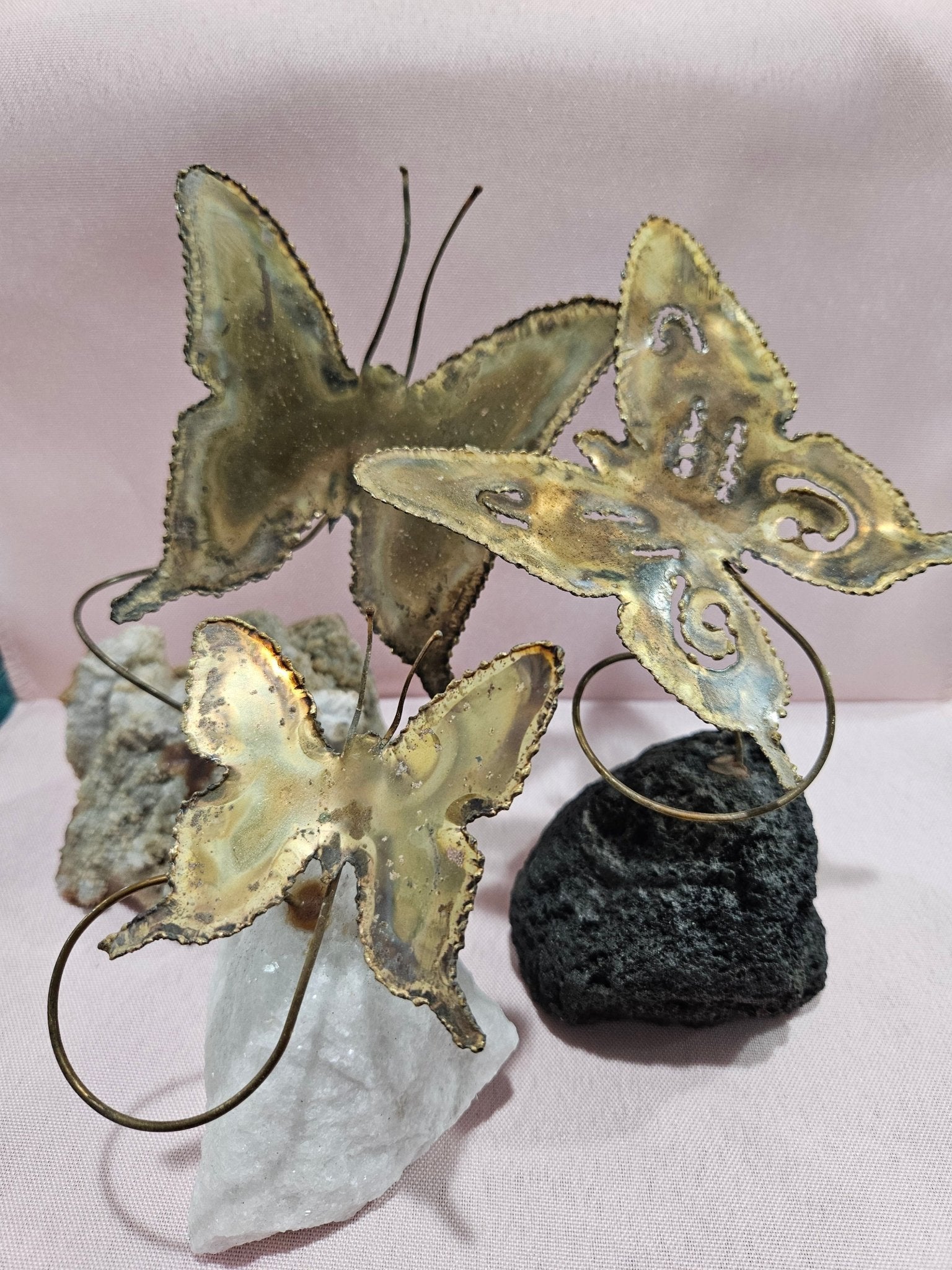 Vintage Brutalist Brass Butterfly Art On Mineral Stone Accent Decor La Vie Bien Vintage Brutalist Brass Butterfly Art On Mineral Stone