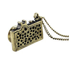 Vintage Camera Necklace in Teal | Antique Brass Long Chain by The Bullish Store