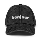 Vintage bonjour embroidered Cotton Twill Cap by La Vie Bien