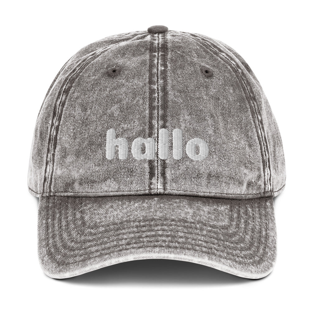 Vintage embroidered hallo Cotton Twill Cap