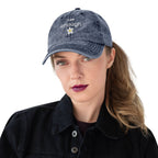 I am enough embroidered daisy Vintage Cotton Twill Cap by La Vie Bien