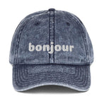 Vintage bonjour embroidered Cotton Twill Cap by La Vie Bien