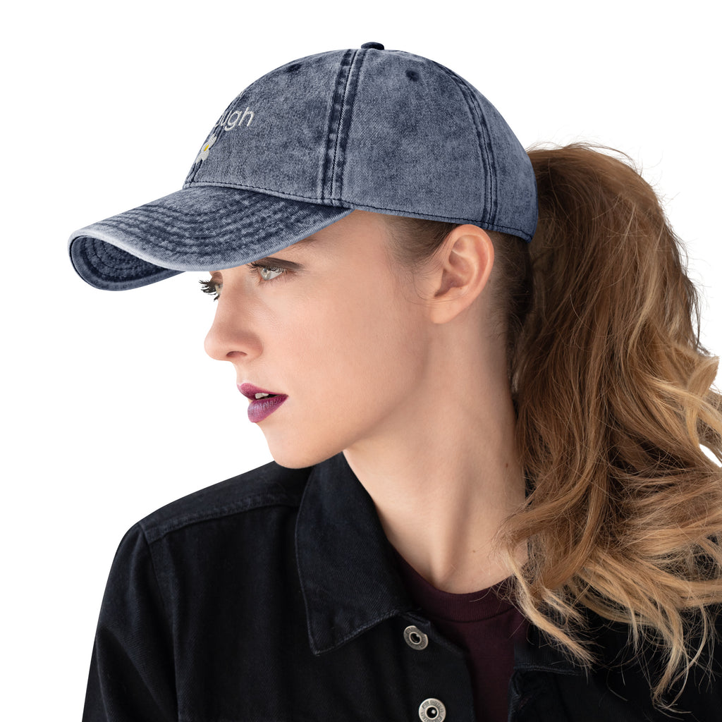 I am enough embroidered daisy Vintage Cotton Twill Cap