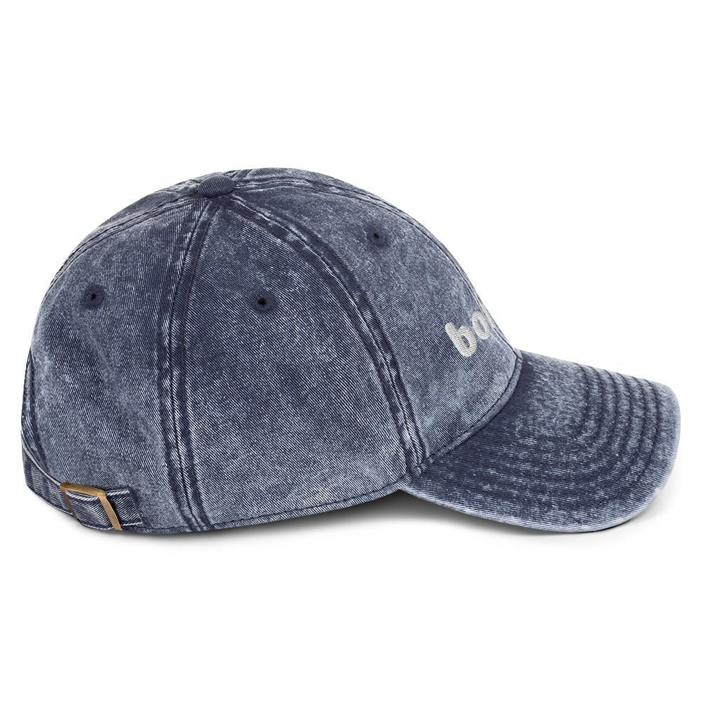 Vintage bonjour embroidered Cotton Twill Cap
