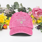 I am enough embroidered daisy Vintage Cotton Twill Cap by La Vie Bien