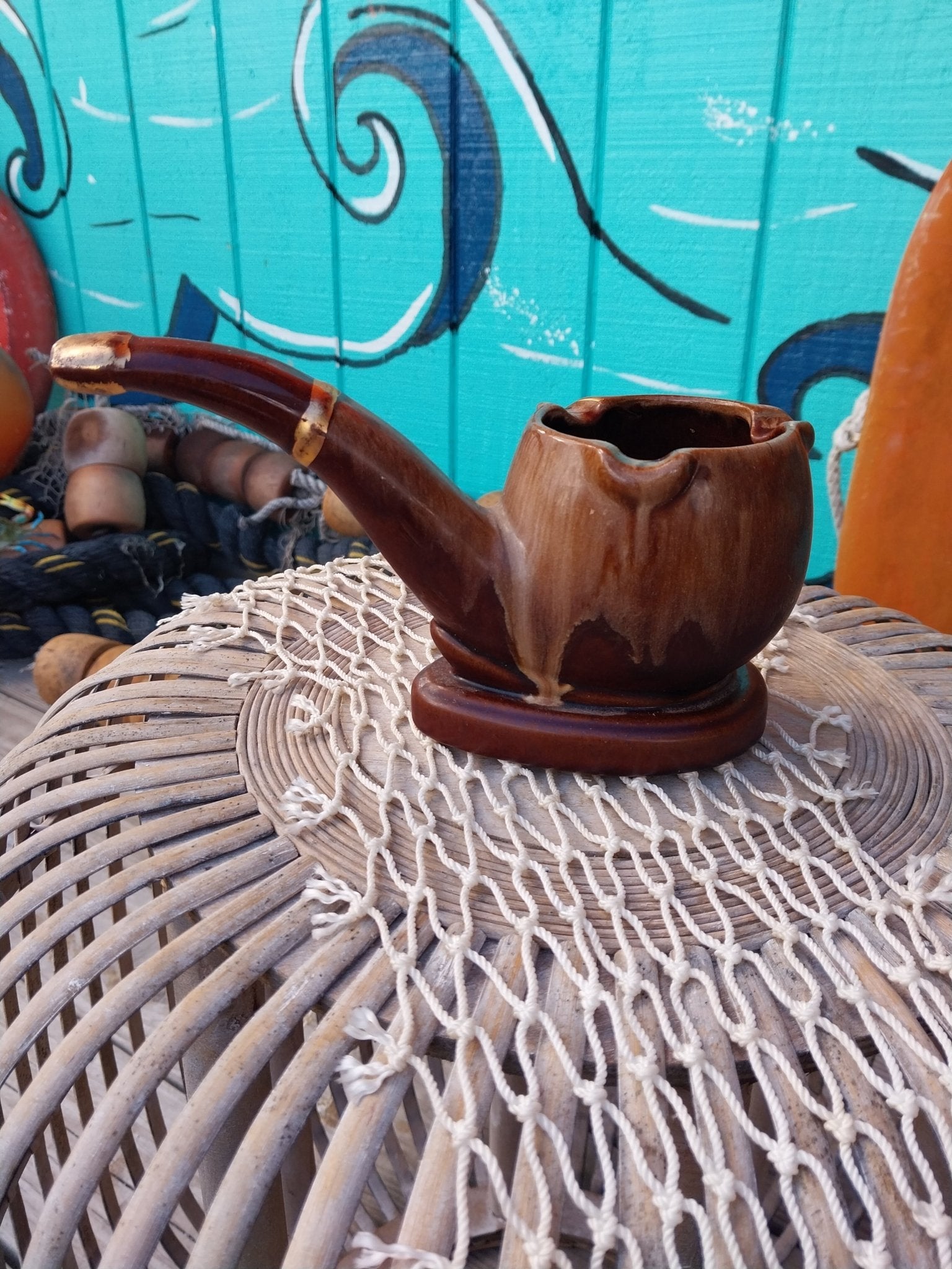 Vintage Ceramic Pipe Ashtray – Mid - Century Brown Glazed Novelty Smoking Decor – 6" Long Accent Decor La Vie Bien Vintage Ceramic Pipe Ashtray – Mid - Century Brown Glazed Novelty Smoking Decor – 6" Long