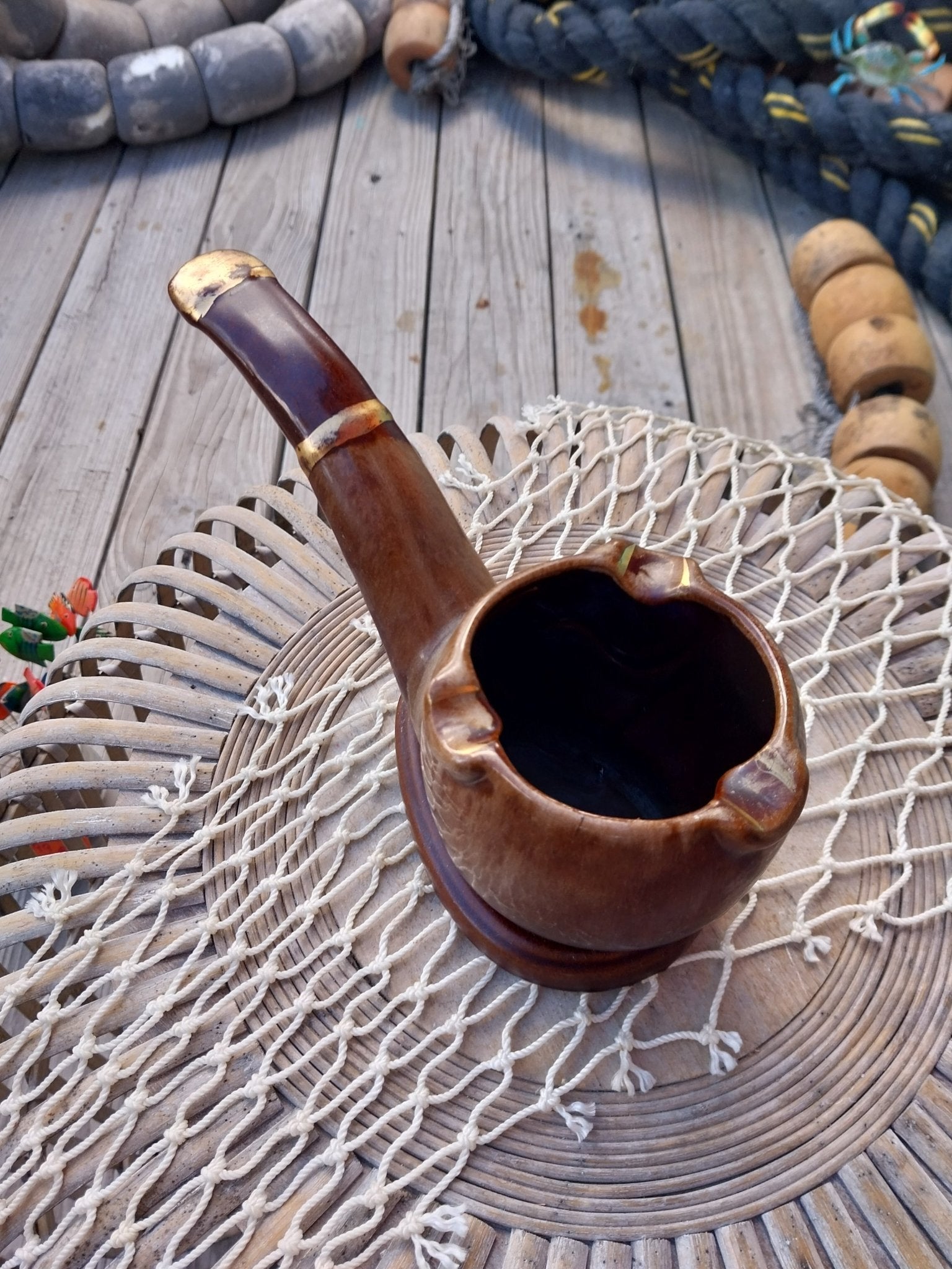 Vintage Ceramic Pipe Ashtray – Mid - Century Brown Glazed Novelty Smoking Decor – 6" Long Accent Decor La Vie Bien Vintage Ceramic Pipe Ashtray – Mid - Century Brown Glazed Novelty Smoking Decor – 6" Long
