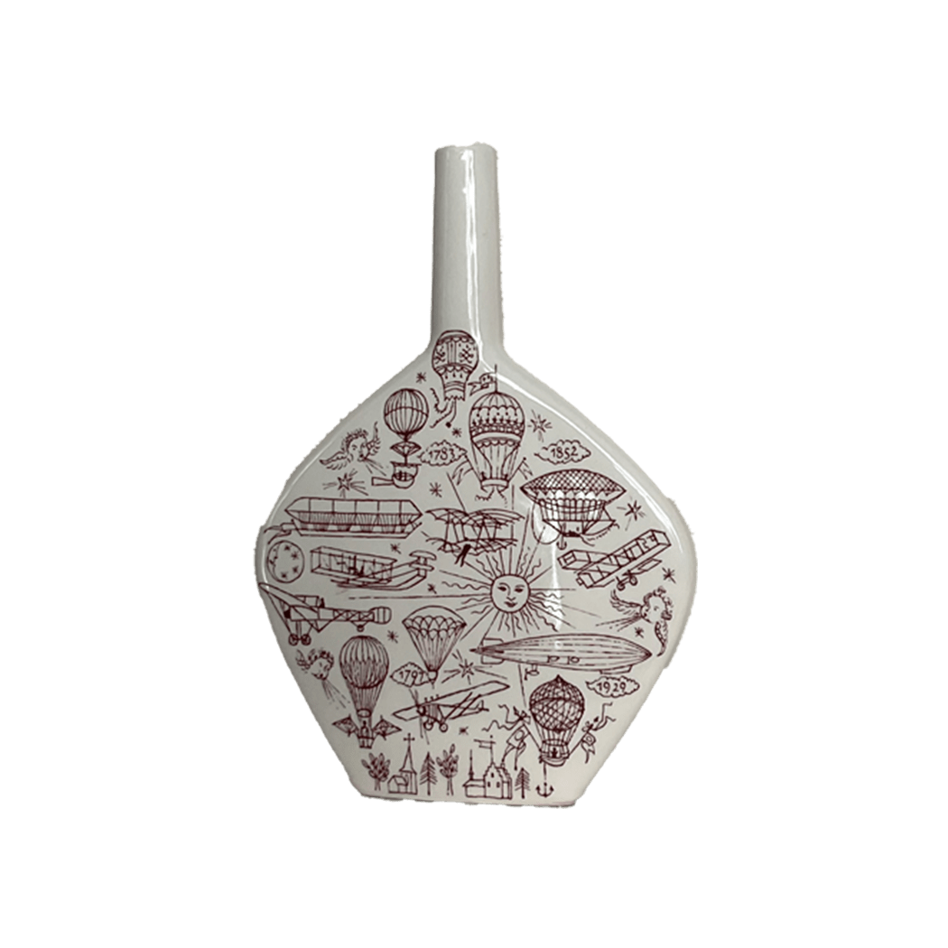 Vintage Ceramic Vase with Burgundy Design