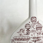 Vintage Ceramic Vase with Burgundy Design