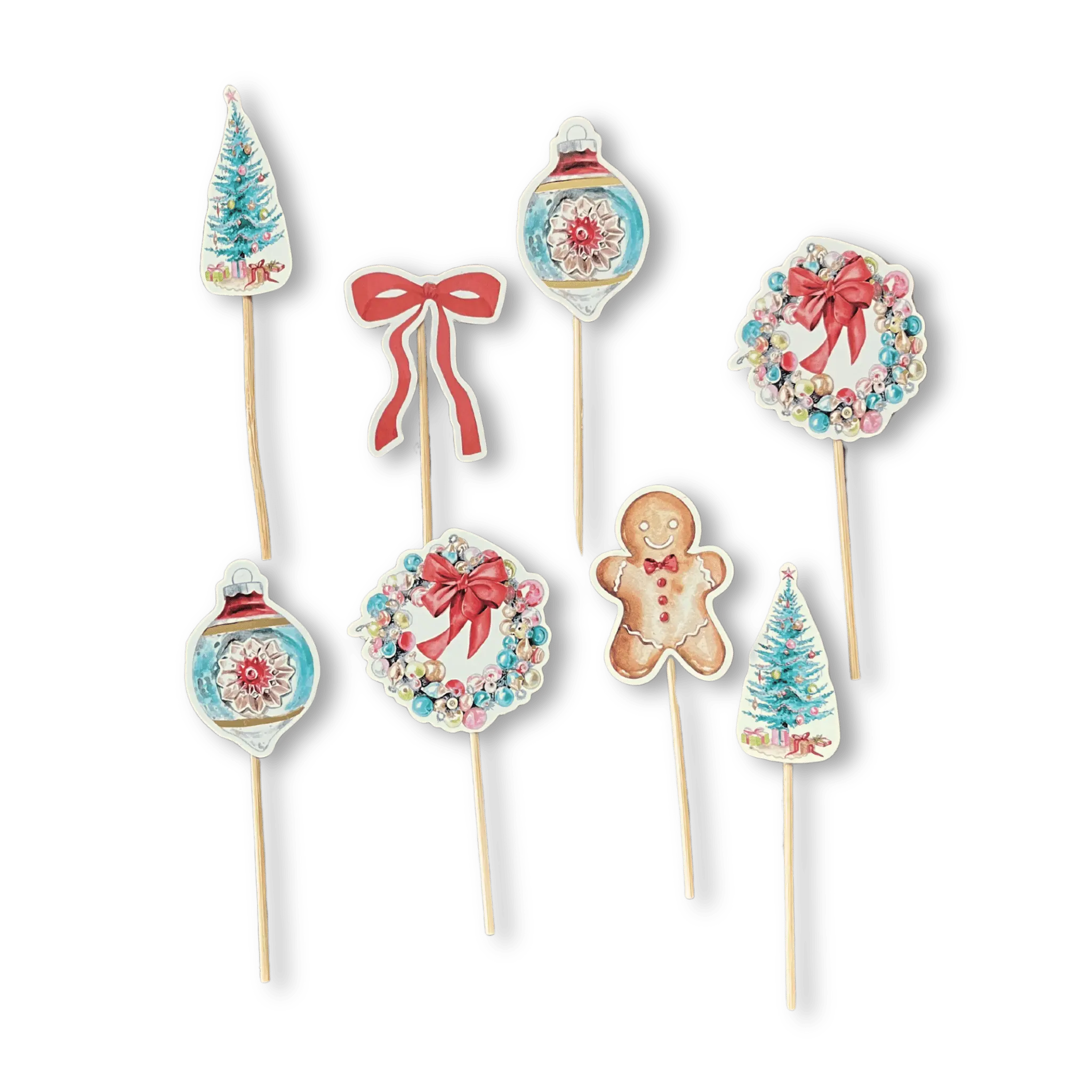 Vintage Christmas Cupcake Toppers (8pcs)