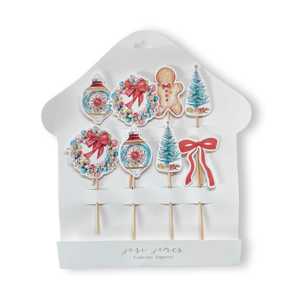 Vintage Christmas Cupcake Toppers (8pcs)