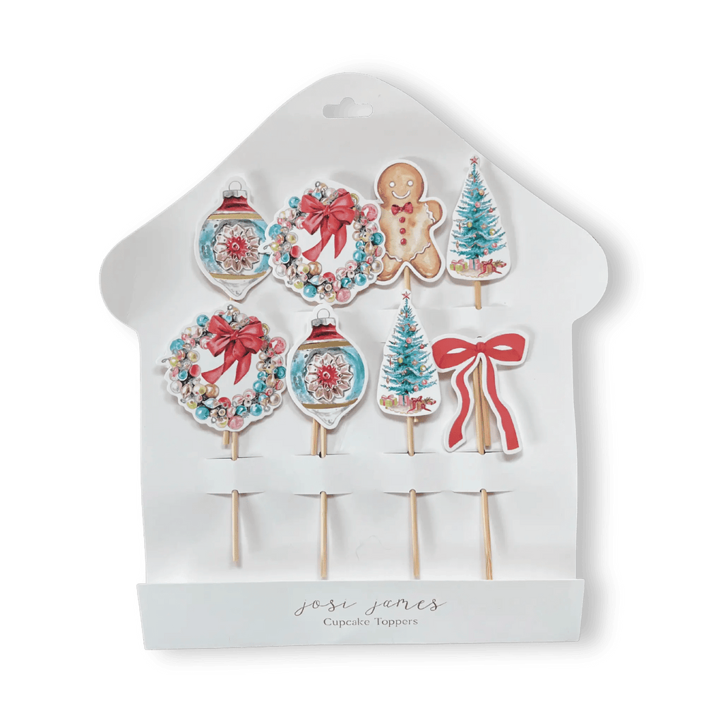 Vintage Christmas Cupcake Toppers (8pcs) Cupcake Toppers La Vie Bien Vintage Christmas Cupcake Toppers (8pcs)