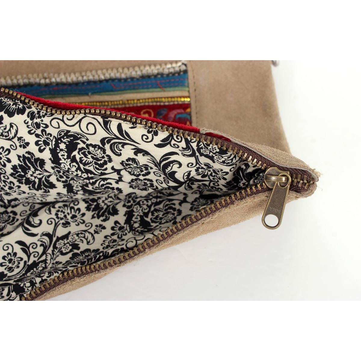 Vintage Fabric + Leather Cross - Body Bag | Clutch With Chain Strap - Thailand Bags La Vie Bien Vintage Fabric + Leather Cross - Body Bag | Clutch With Chain Strap - Thailand