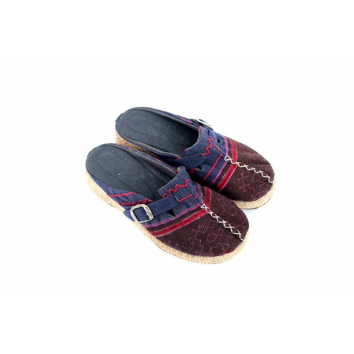 Vintage Hmong Textile Boho Upcycled Slip On Shoes - Thailand Apparel La Vie Bien Vintage Hmong Textile Boho Upcycled Slip On Shoes - Thailand