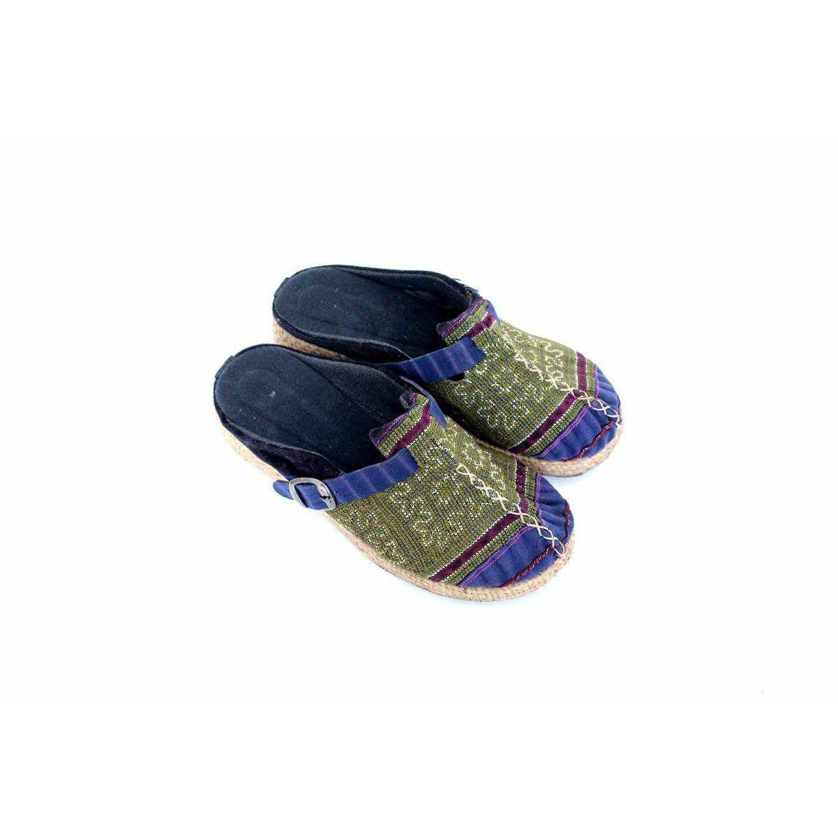 Vintage Hmong Textile Boho Upcycled Slip On Shoes - Thailand Apparel La Vie Bien Vintage Hmong Textile Boho Upcycled Slip On Shoes - Thailand