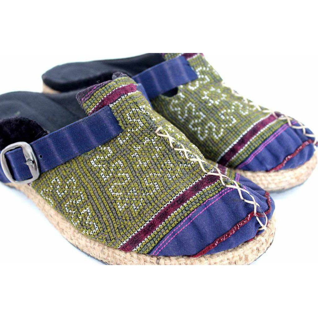 Vintage Hmong Textile Boho Upcycled Slip On Shoes - Thailand Apparel La Vie Bien Vintage Hmong Textile Boho Upcycled Slip On Shoes - Thailand