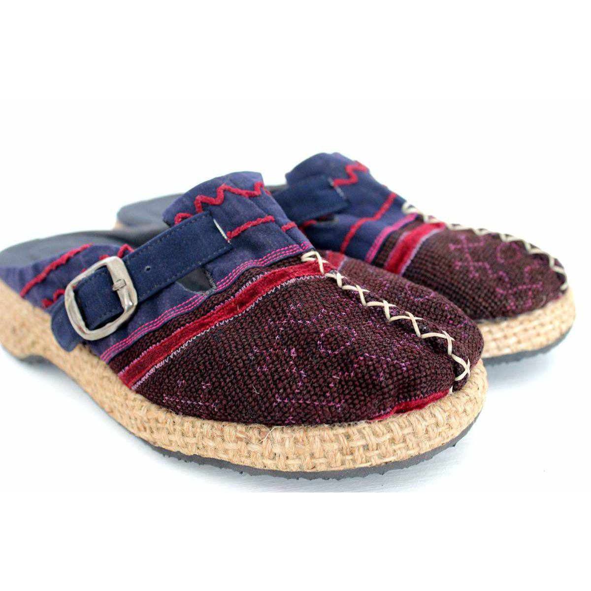 Vintage Hmong Textile Boho Upcycled Slip On Shoes - Thailand Apparel La Vie Bien Vintage Hmong Textile Boho Upcycled Slip On Shoes - Thailand
