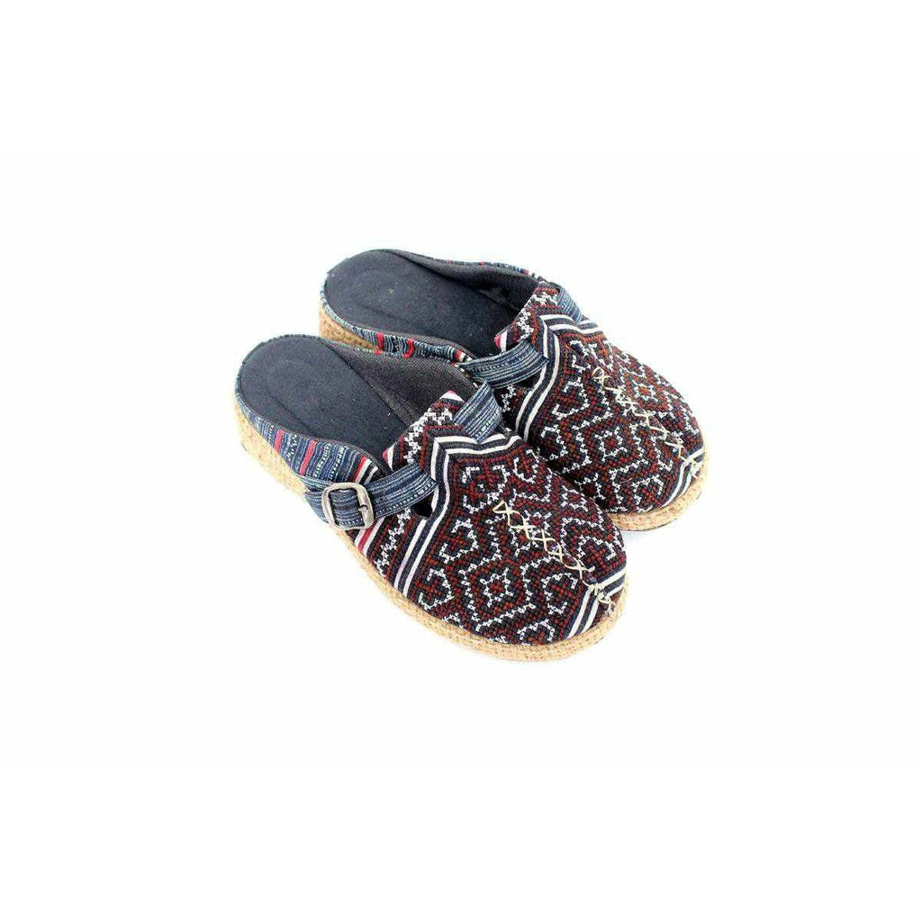 Vintage Hmong Textile Boho Upcycled Slip On Shoes - Thailand Apparel La Vie Bien Vintage Hmong Textile Boho Upcycled Slip On Shoes - Thailand