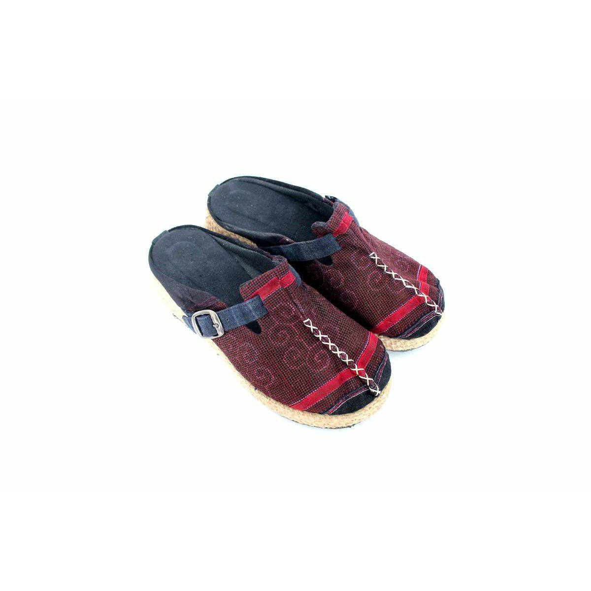 Vintage Hmong Textile Boho Upcycled Slip On Shoes - Thailand Apparel La Vie Bien Vintage Hmong Textile Boho Upcycled Slip On Shoes - Thailand