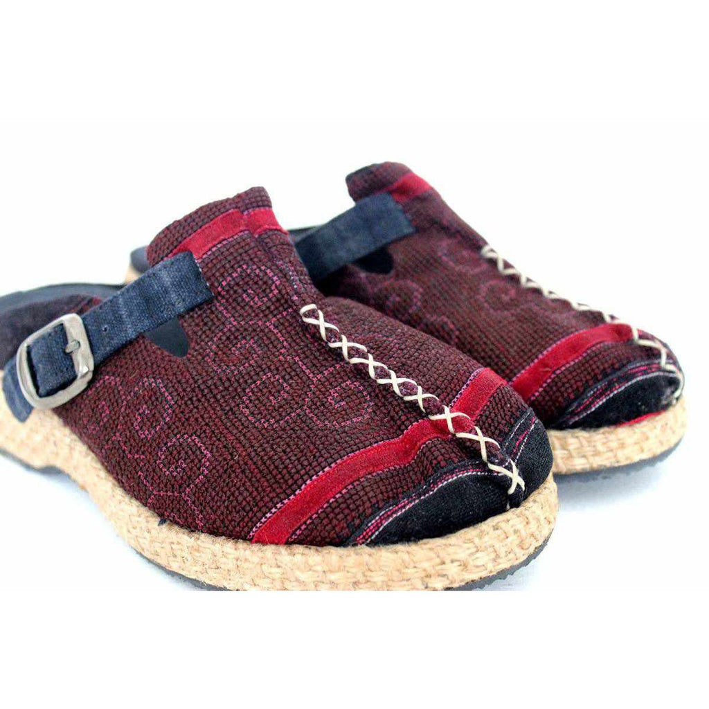 Vintage Hmong Textile Boho Upcycled Slip On Shoes - Thailand Apparel La Vie Bien Vintage Hmong Textile Boho Upcycled Slip On Shoes - Thailand