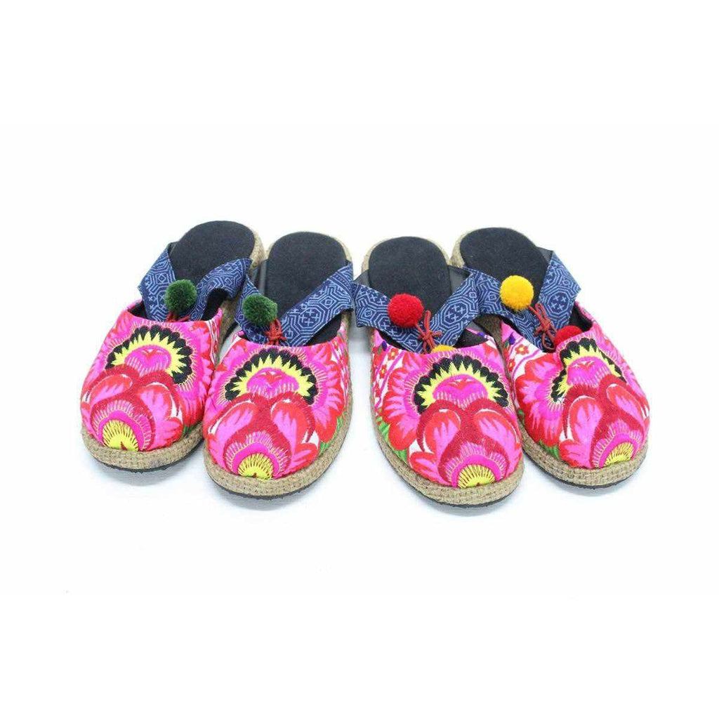 Vintage Hmong Textile Upcycled Batik Slip On Clogs Shoes - Thailand Apparel La Vie Bien Vintage Hmong Textile Upcycled Batik Slip On Clogs Shoes - Thailand