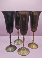 Vintage International Silver Co. India Goblet Set – Set of 4 Silver - Plated Chalices Dinnerware La Vie Bien Vintage International Silver Co. India Goblet Set – Set of 4 Silver - Plated Chalices