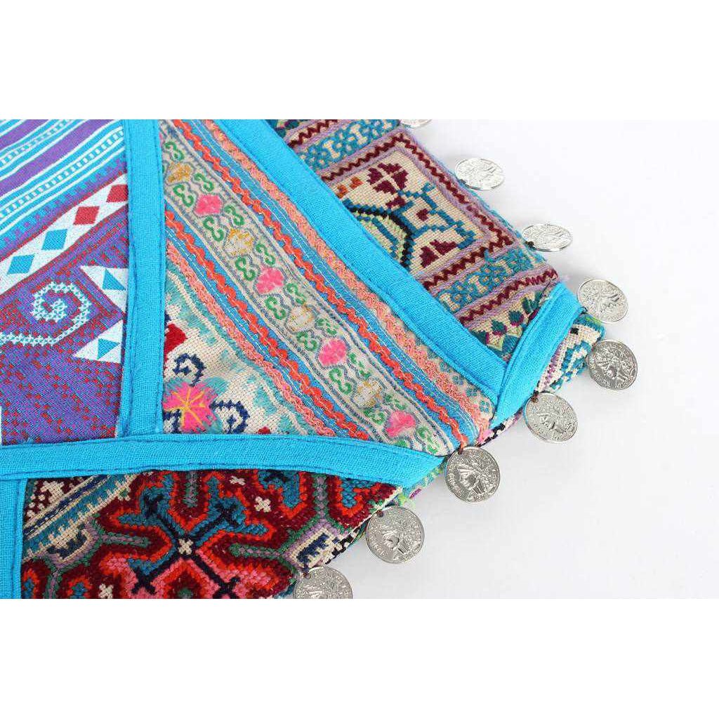 Vintage Leather Trims & Coins iPad Clutch - Thailand Bags La Vie Bien Vintage Leather Trims & Coins iPad Clutch - Thailand